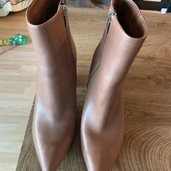 Marc Fisher Gritana Tapered Block Heel Dress Booties. Dark Natural Leather. - Picture 6 of 6